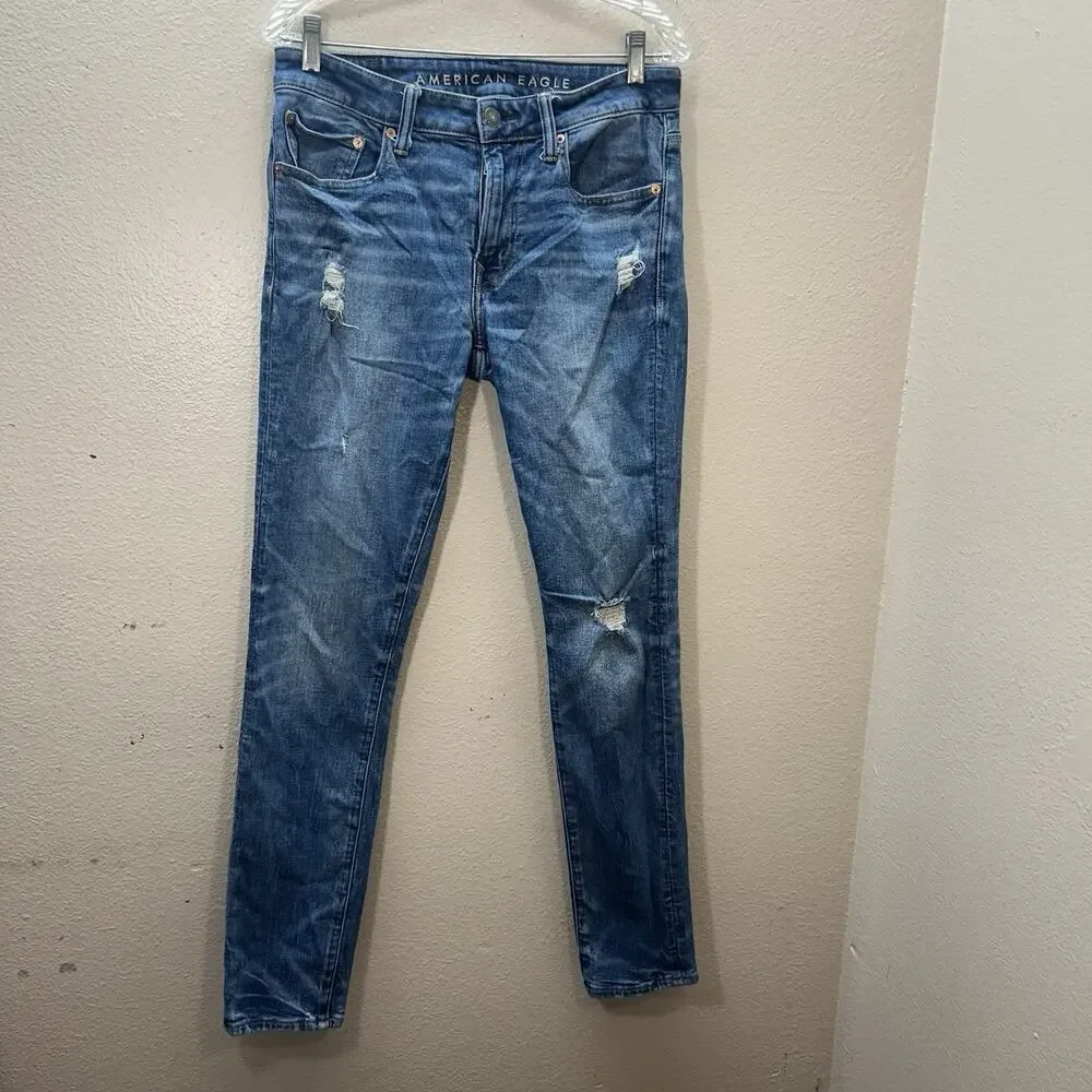 American Eagle Outfitters AirFlex‎ + Blue Skinny Jeans Size 32x32 Distressed